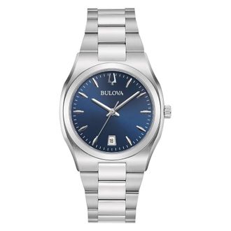 Bulova Classic Surveyor Quartz Blue Dial Ladies Watch 96M157