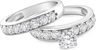 Pompeii3 3Ct TW Diamond Engagement & Wedding Ring Set 14k White or Yellow Gold