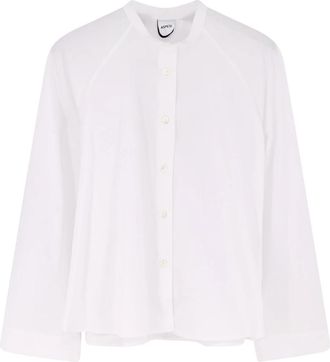 Aspesi Cropped blouse met knopen en ronde hals - Dames - Overhemden - Wit - S - Katoen - Overhemden
