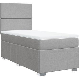vidaXL Cama Box Spring Con Colch&oacute;n Tela Gris Claro 100x200 Cm Vidaxl