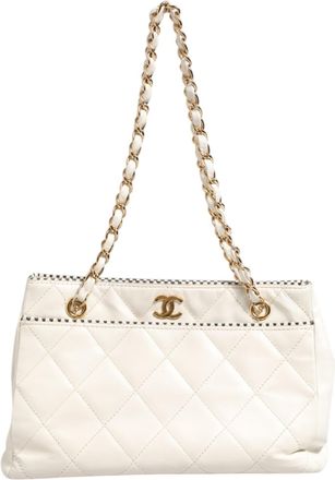 Chanel Shiny Calfskin Quilted Mini 22 White Womens 1792563 (Pre-Owned)
