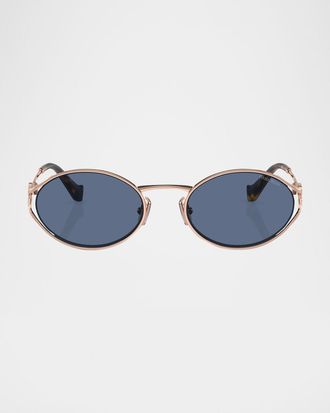 Miu Miu Cut-Out Metal & Plastic Oval Sunglasses