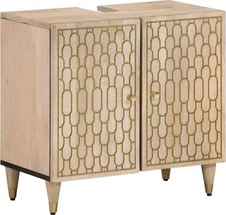 vidaXL Armario De Lavabo Para Ba&ntilde;o Madera Maciza De Mango 62x33x58 Cm Vidaxl