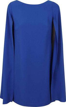 Ralph Lauren Refined Long Sleeve Cocktail Dress with Cascading Cape Sleeves