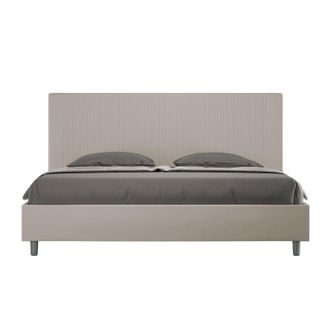 ITYhome Ityhome - Letto Matrimoniale King Size Rivestito In Similpelle - Goya - Tipologia Letto: Con Rete E Contenitore - Colore: Tortora - Dimensione Rete: 2