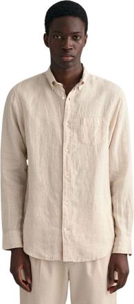 GANT Regular Linnen Overhemd - Heren - Casual Overhemden - Beige - 3XL - Linnen - Overhemden