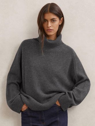 Reiss Charcoal Grey Wool-cashmere Roll-neck Jumper, XS