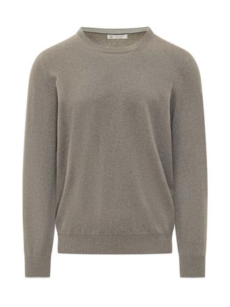 Brunello Cucinelli Taupe Crew Neck Sweater
