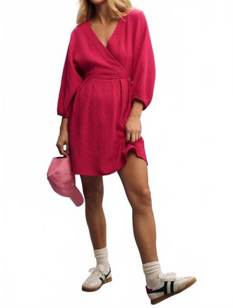 Nation Ltd Hedy Long-Sleeve Wrap Dress In Pink