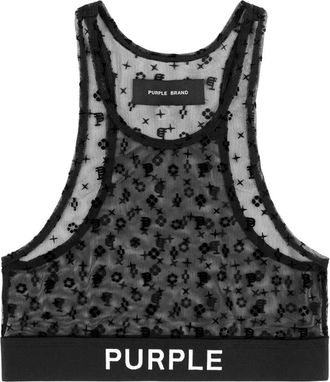 Purple Top con monogramma - Nero