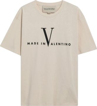 Valentino Garavani Katoenen T-shirt met Made-In Print - Heren - T-shirts - Beige - L - Katoen - Tops