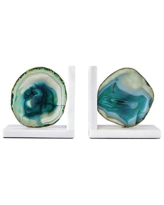 A&B Home Agate Bookends On Marble Base
