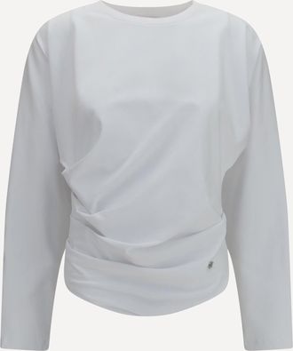 Ganni Asymmetric draped stretch cotton Top Female XS