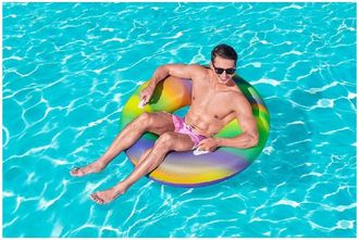Trade Shop Trade Shop - Salvagente Fashion Rainbow Stampa Multicolore 119 Cm Con Maniglie Piscina 36352