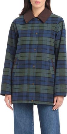 Sanctuary Plaid Water Resistant Rain Jacket in Green Tartan Plaid at Nordstrom, Size X-Large