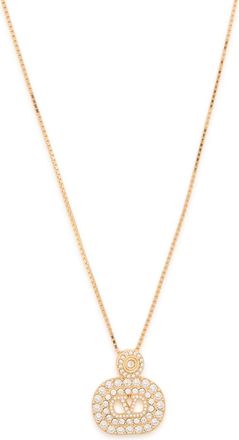 Valentino Garavani Vlogo Crystal-embellished Two-toned Necklace - Gold - One Size