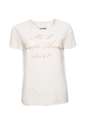 Moschino Couture, Cream-colored top with gold text