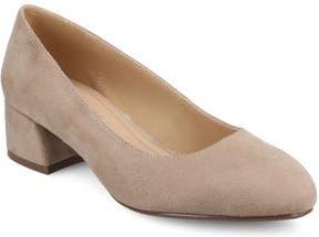 Journee Collection Saarii Block Heel Pump in Beige Suede at Nordstrom Rack, Size 8.5