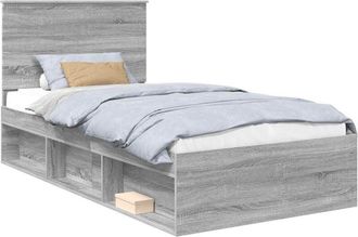 vidaXL Bed Frame Grey Sonoma 100 x 200 cm Solid Pine Wood vidaXL
