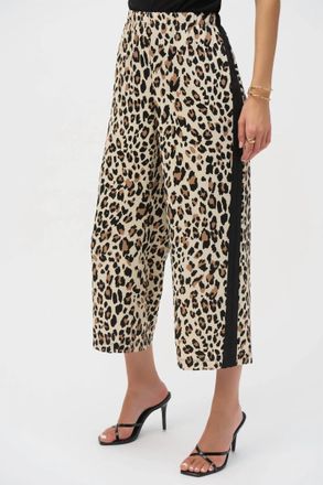 Joseph Ribkoff Animal Print Pull On Culotte Pants In Beige/black