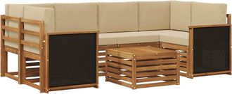 vidaXL Conjunto De Sof&aacute;s De Exterior 7 Uds. Natural Y Beige Vidaxl