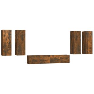 vidaXL Set De Muebles De Tv 6 Pzas Madera Contrachapada Roble Ahumado Vidaxl