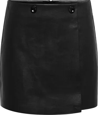 Only Lederimitatrock ONLY ONLASTRIA FAUX LEATHER SHORT SKIRT OTW, Damen, Gr. XL, schwarz, Web, Obermaterial: 100% Polyester, unifarben, kurz, R&ouml;cke Lederim