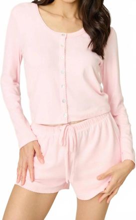 PJ Salvage Pointelle Essentials Cardigan In Ballet Pink