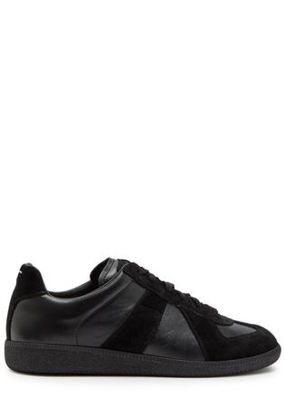Maison Margiela Replica Panelled Leather Sneakers - Black Black - 41 (IT41 / UK7)