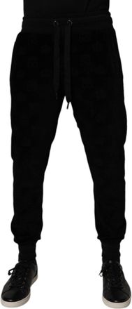Dolce & Gabbana Mens Velour Sweatpants - Black Cotton - Size EU 48 (Mens)