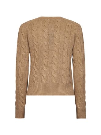 Polo Ralph Lauren Womens Cardigan Cable Knit Camel Wool-Cashmere Cardigans Sweater