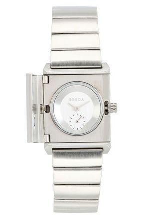 Breda Pulse Locket Tank Bracelet Watch, 26mm x 30mm in Silver at Nordstrom