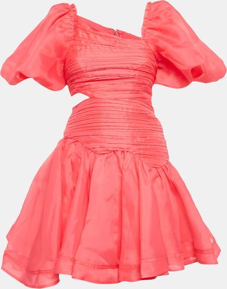 Aje Aje Pink Pintucks Organza Puff Sleeve Mini Dress
