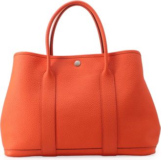 Herm&egrave;s Garden Orange Poppy Country Leather Handbag Tote Bag (Pre-Owned)