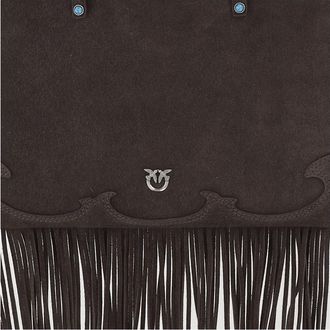 Pinko Womens Suede Shopping Bag Brown Leather Tote