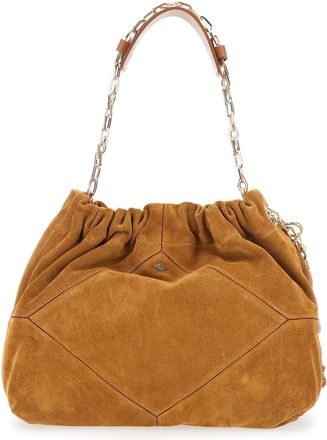 BA&SH Womens Shoulder Bag June Suede Beige