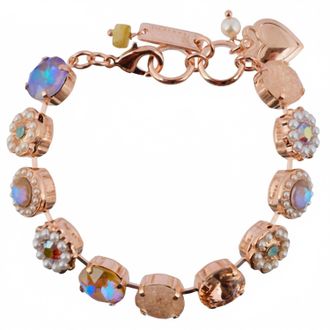 Mariana Womens Desert Rose Crystal Gem Tennis Bracelet In Gold