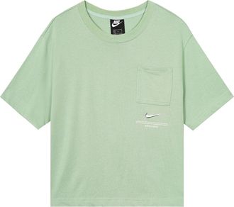 Nike (WMNS) Nike Sportswear Swoosh 3D Logo Loose Breathable Round Neck Short Sleeve Green T-Shirt CZ8912-006