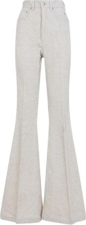 Rick Owens High-Waisted Flared Pants With Textured Cotton-Linen Blend