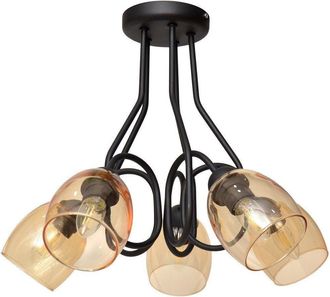 Netlighting Marietta Multi Arm Semi Flush Ceiling Light Black Amber 50cm