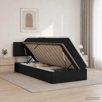 vidaXL Vidaxl Letto Con Contenitore E Materasso Nero 100 X 200 Cm Velluto