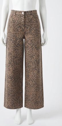 Z Supply Marli Denim Leopard Pant In Desert Tan