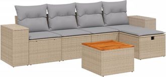 vidaXL Vidaxl - Juego De Sof&aacute;s Jard&iacute;n Con Cojines Beige Mezcla 6 Pzas Rat&aacute;n Pe