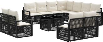 vidaXL Conjunto De Sof&aacute;s De Jard&iacute;n 12 Uds. Negro Y Blanco Crema Vidaxl