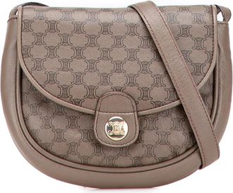 Celine Pre-owned Bedrukte Leren Schoudertas - Dames - Vintage Schoudertas - Bruin - ONE Size - Leer - Vintage
