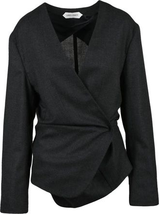 Alberta Ferretti Jassen, Dames, Zwart, S, Wol, Giacca No Rever