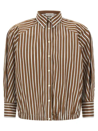 Brunello Cucinelli Brown Comfort Stripes Shirt
