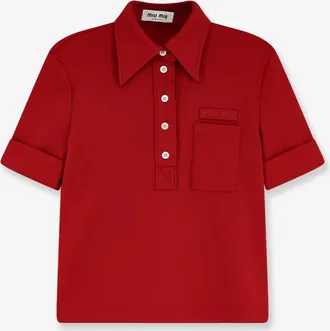 Miu Miu Polo con patch Logo Lettering - MIU MIU - gender_Woman