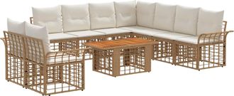vidaXL Conjunto De Sof&aacute;s De Jard&iacute;n 10 Uds. Natural Y Crema Vidaxl