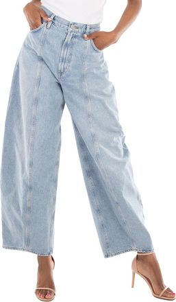 A Gold E Agolde Ladies Exposure (Med Wsh Ind) Kristen Wide Leg Jeans